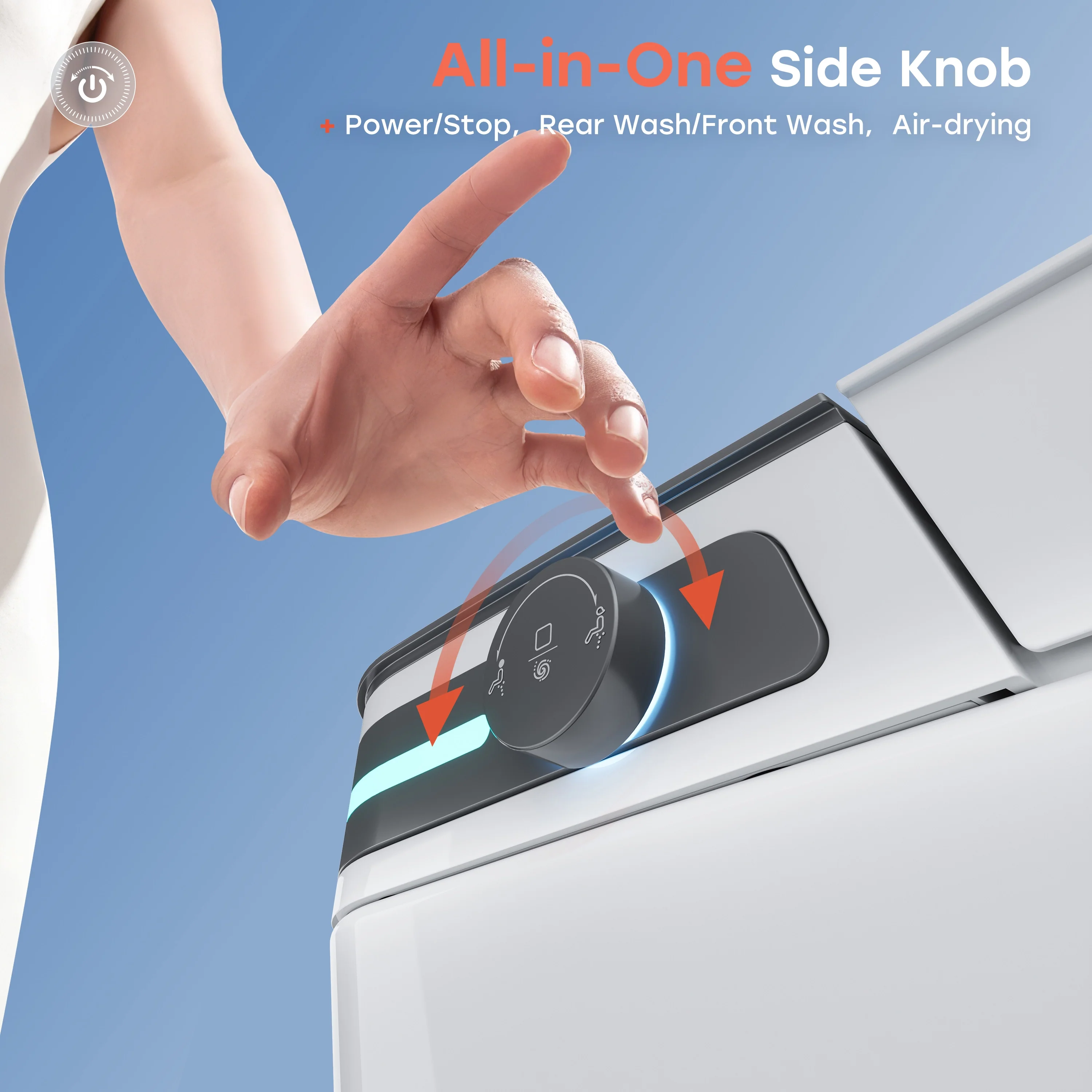 10 Inch Rough In Toilet with Bidet and Dryer for Power Outage Model T37D - Image 8