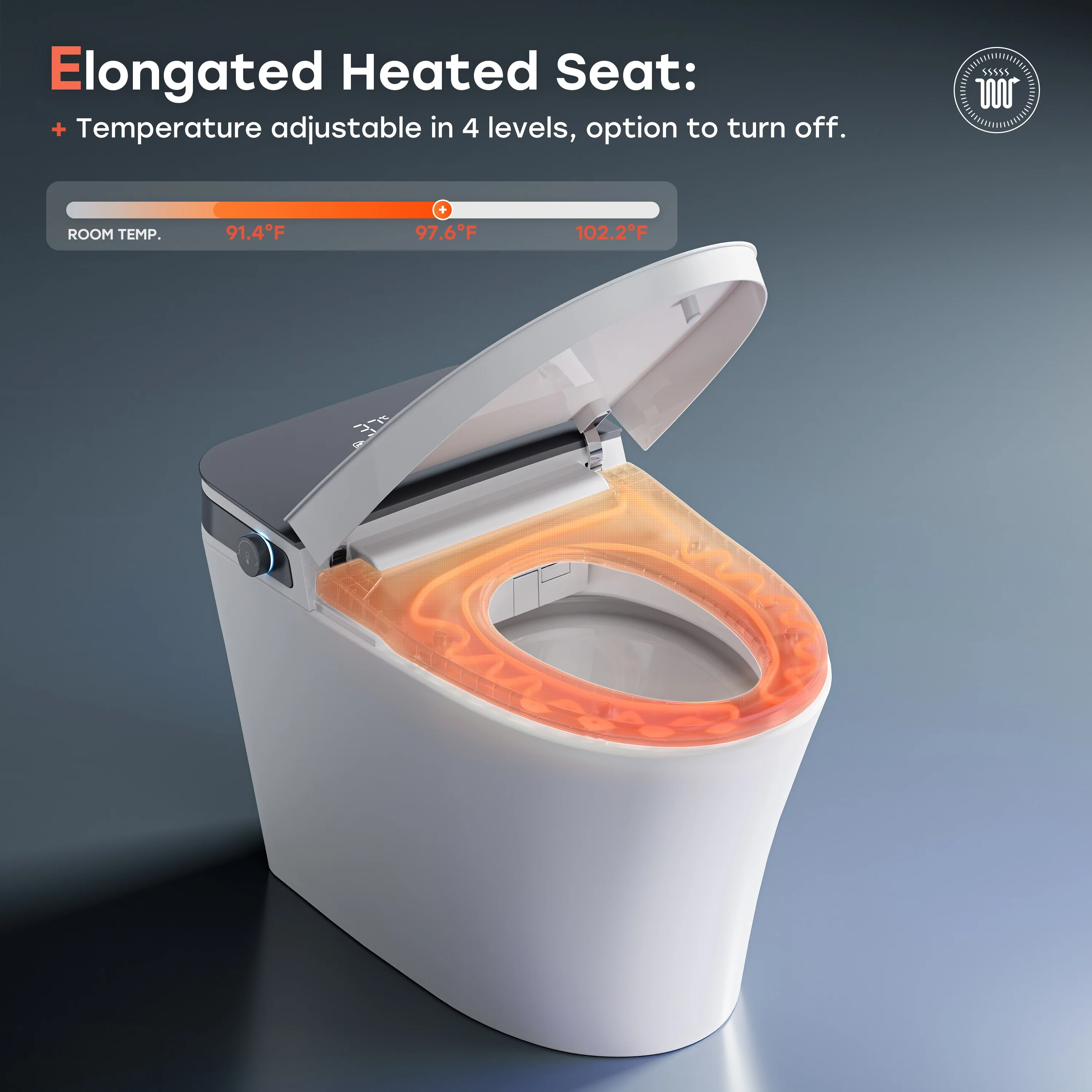 10 Inch Rough In Toilet with Bidet and Dryer for Power Outage Model T37D - Image 9