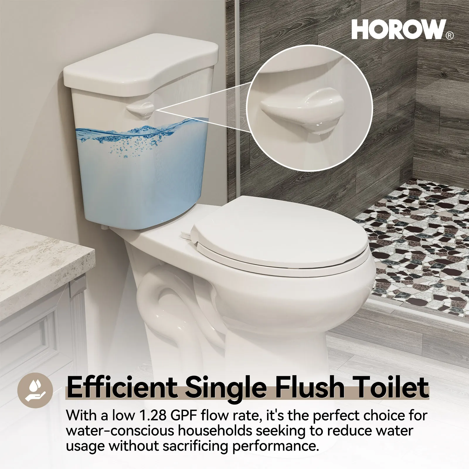 12 Inch Rough In 2 Piece Toilet with ADA Compliant and Single Flush Model HWTT - R03S - Image 8