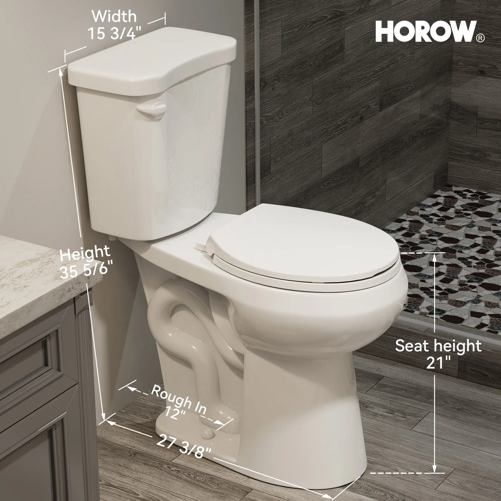 12 Inch Rough In 2 Piece Toilet with ADA Compliant and Single Flush Model HWTT - R03S - Image 9