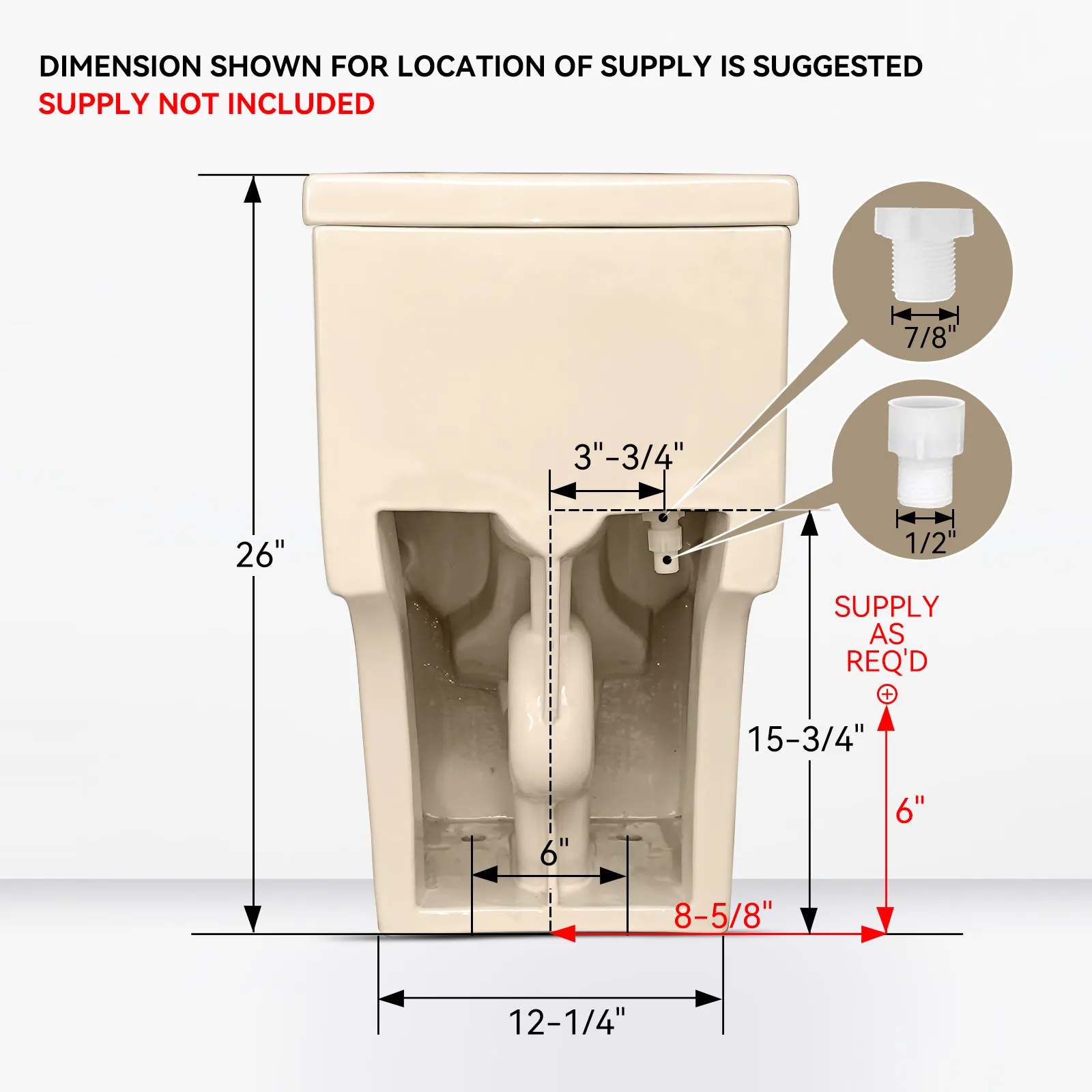 12 Inch Rough In Toilet With Biscuit Color Model T0338WBC - Image 6