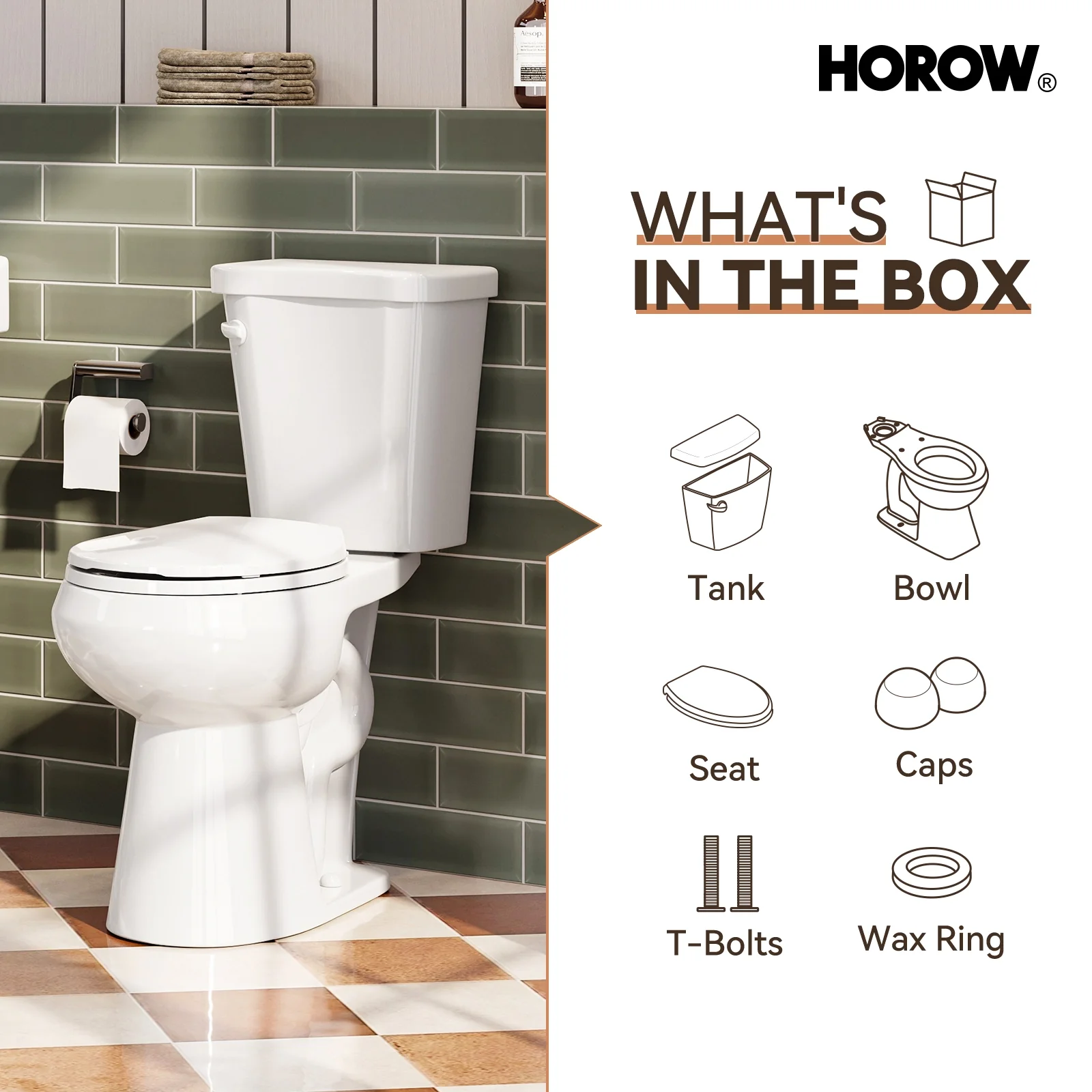 2 Piece Toilet with Single Flush and Round Bowl – Model HWTT-R01S10 - Image 15