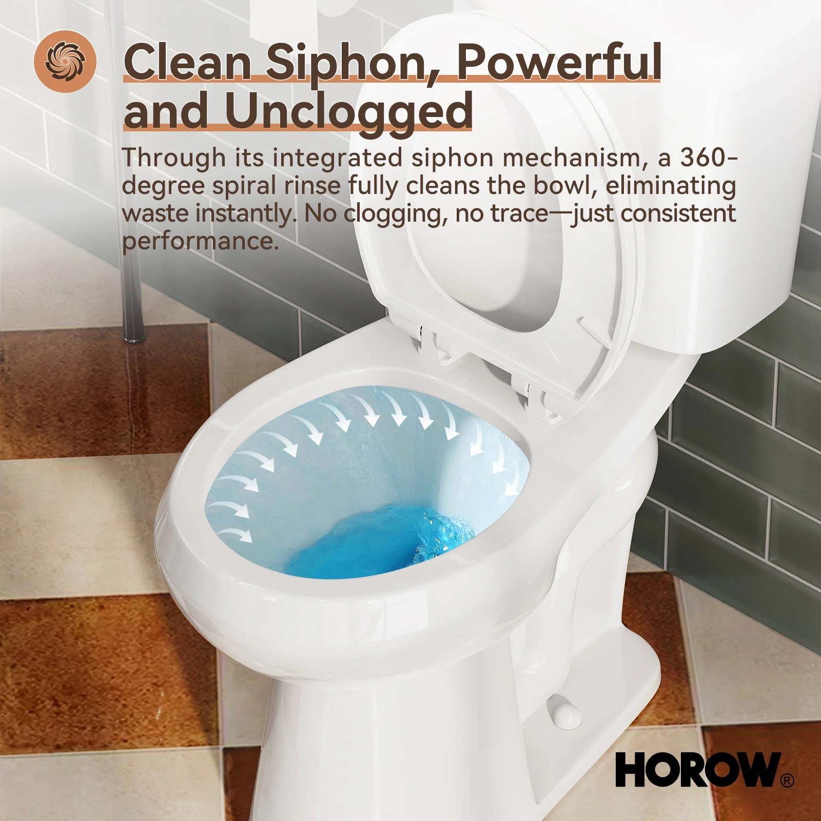 2 Piece Toilet with Single Flush and Round Bowl – Model HWTT-R01S10 - Image 3