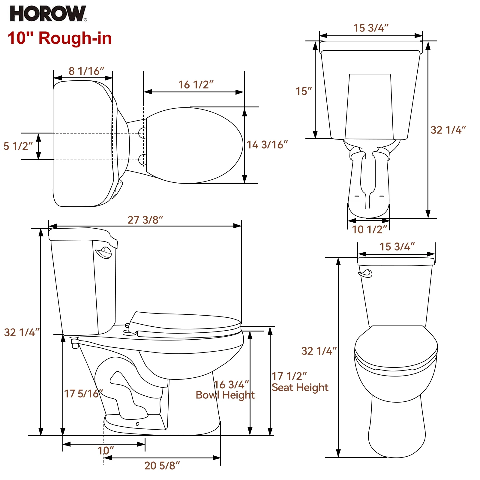 2 Piece Toilet with Single Flush and Round Bowl – Model HWTT-R01S10 - Image 7