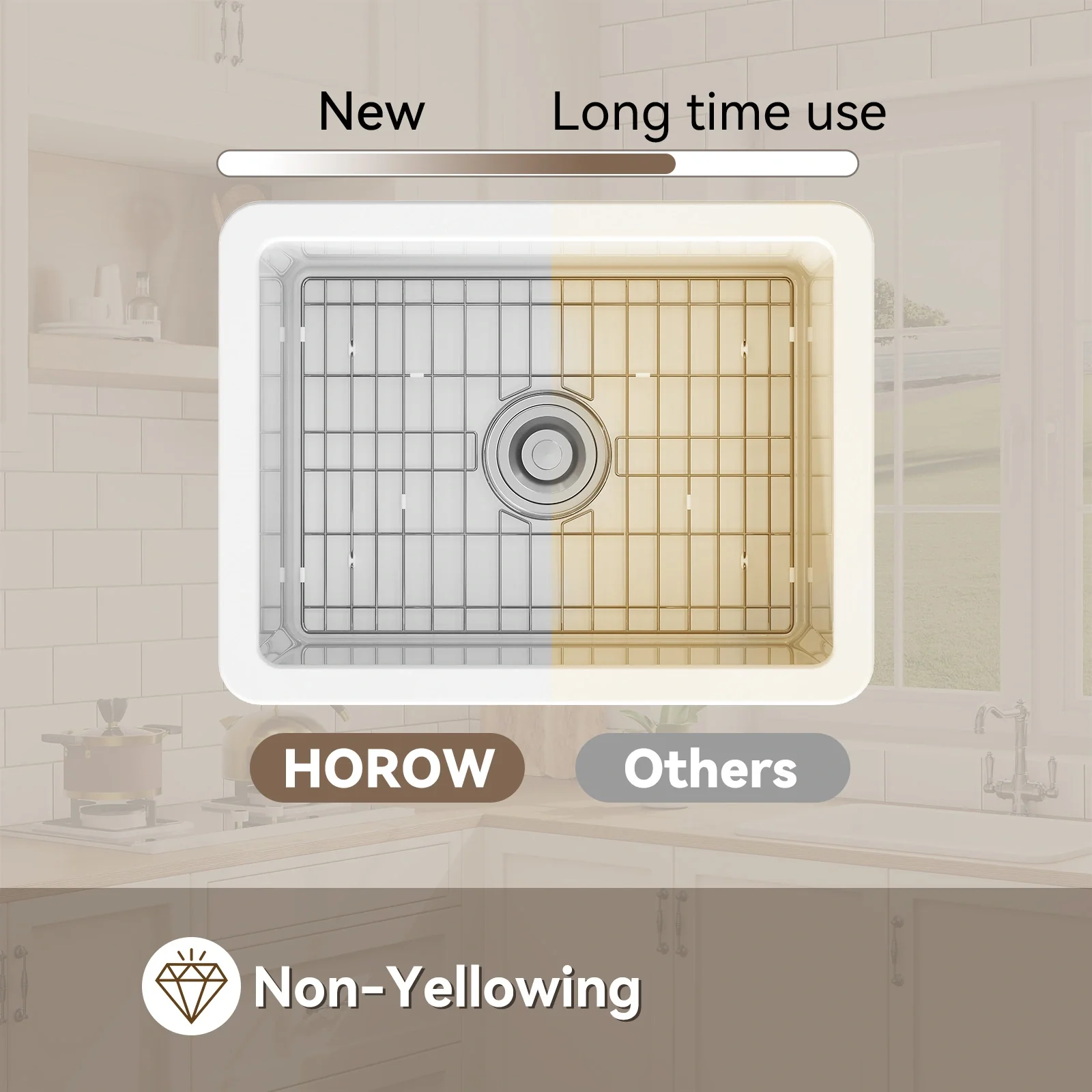 24 Inch Kitchen Sink with Dual Mount and Stain Resistant Model S2419W - Image 6