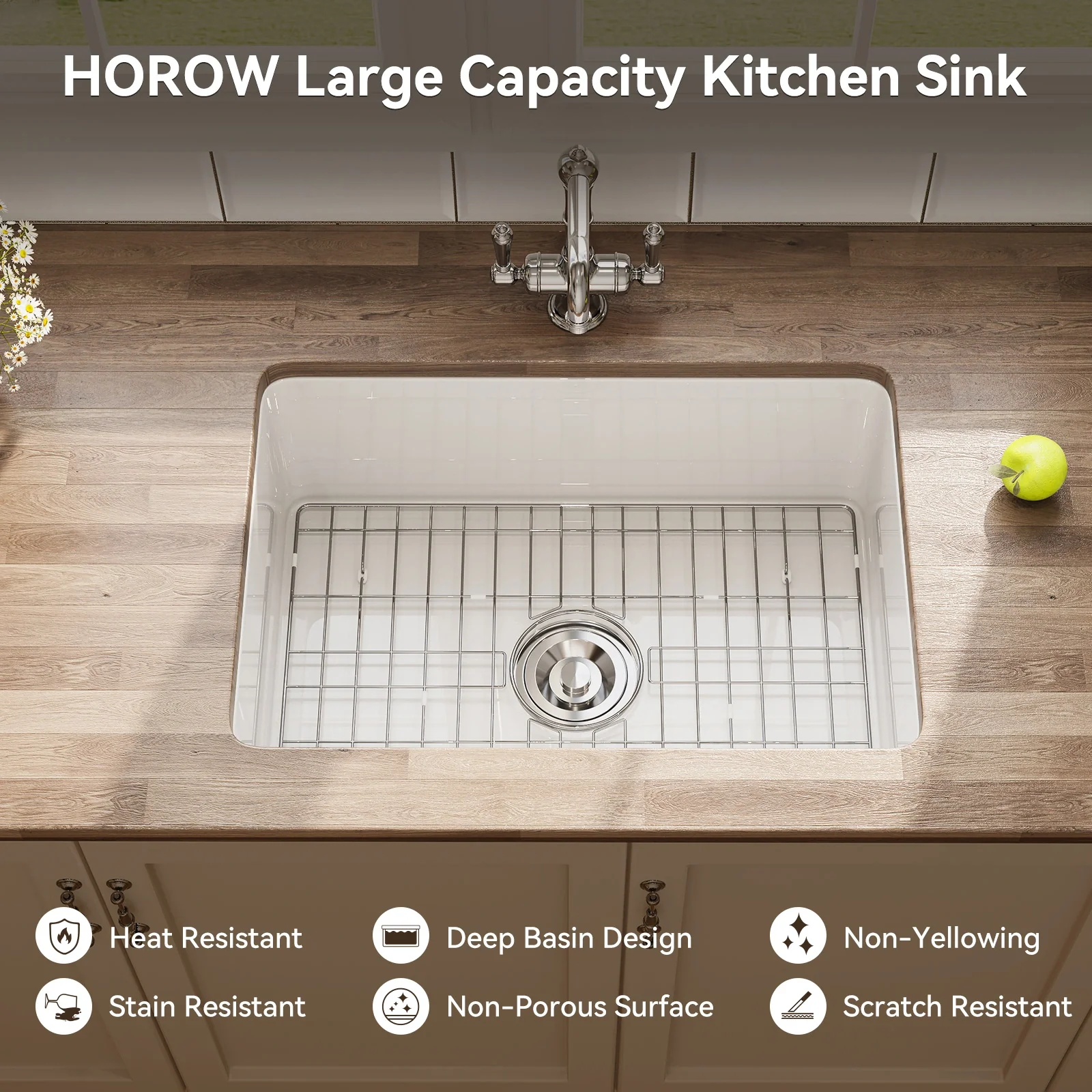 27 Inch Dual Mount Kitchen Sink with Refractory Clay Model S2719W - Image 7