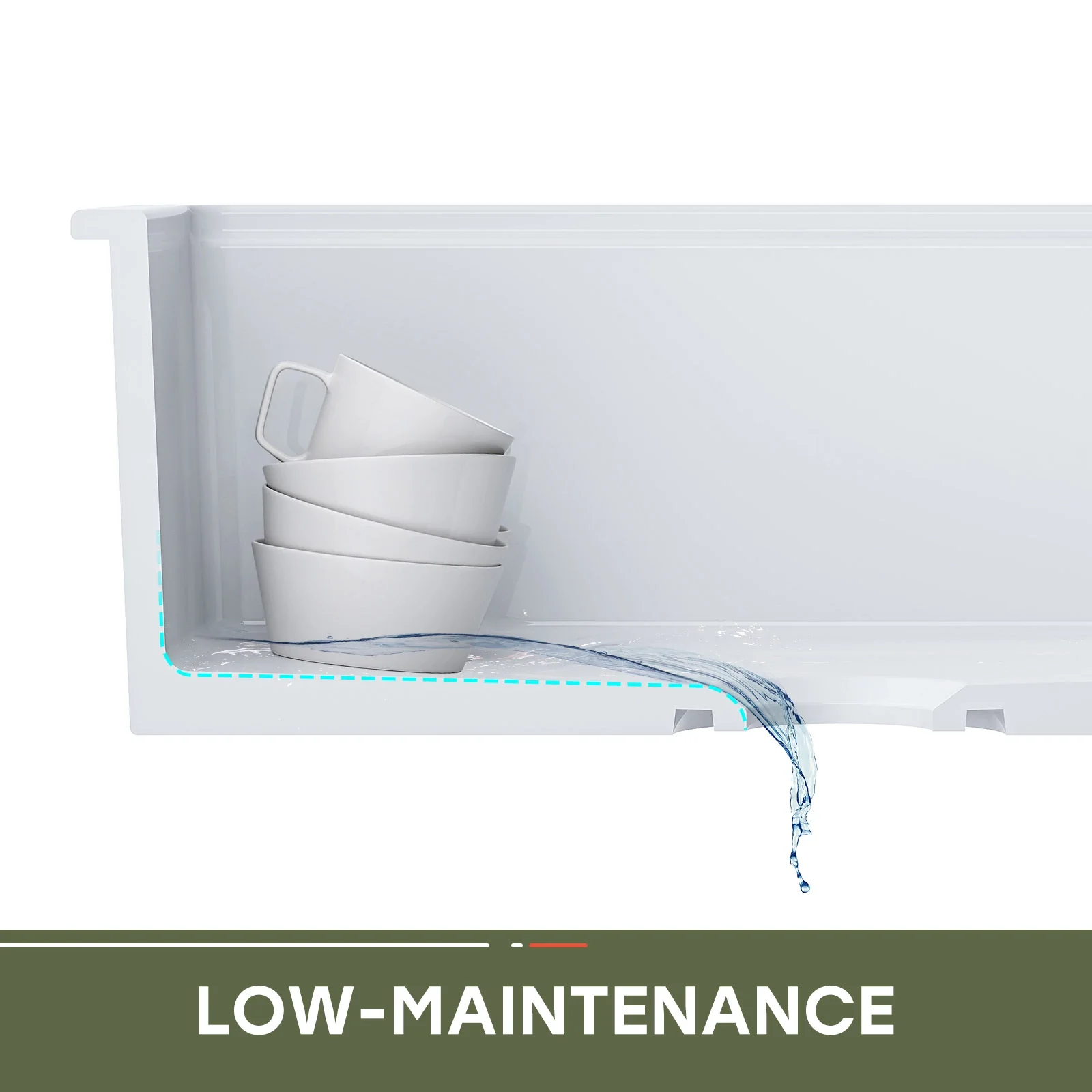 30 Inch Top Mount Kitchen Sink with Drainboard – Creamic Single Bowl - Image 14