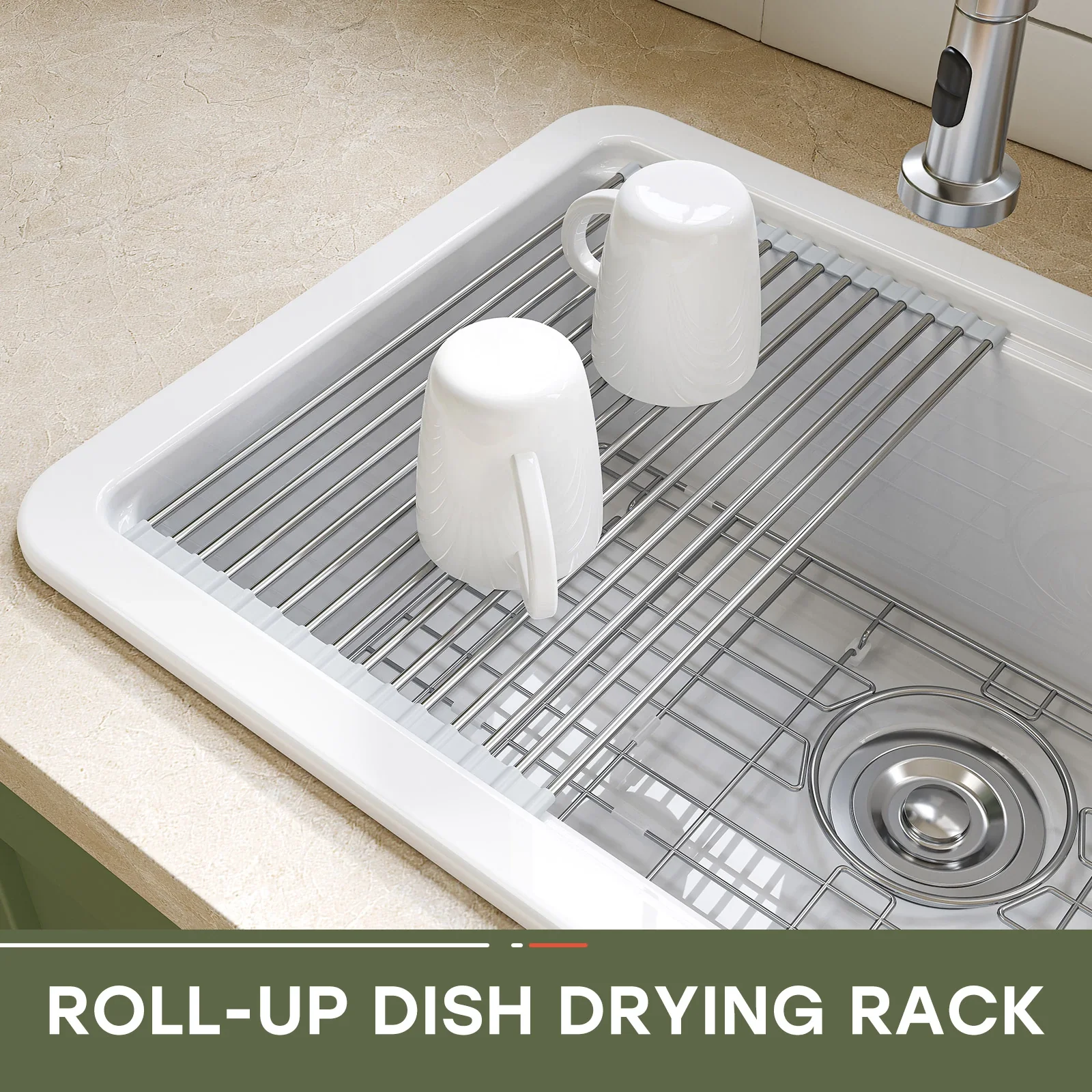 30 Inch Top Mount Kitchen Sink with Drainboard – Creamic Single Bowl - Image 15