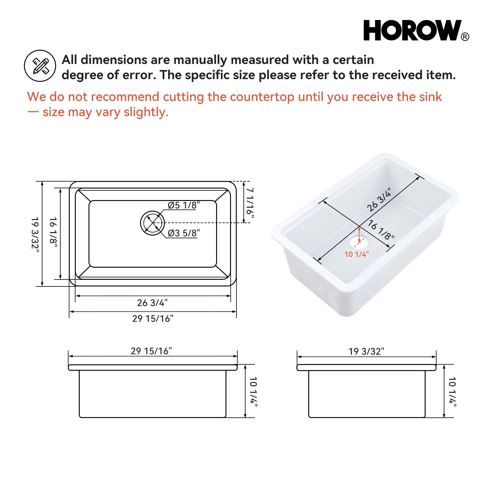 30 Inch Top Mount Kitchen Sink with Drainboard – Creamic Single Bowl - Image 5