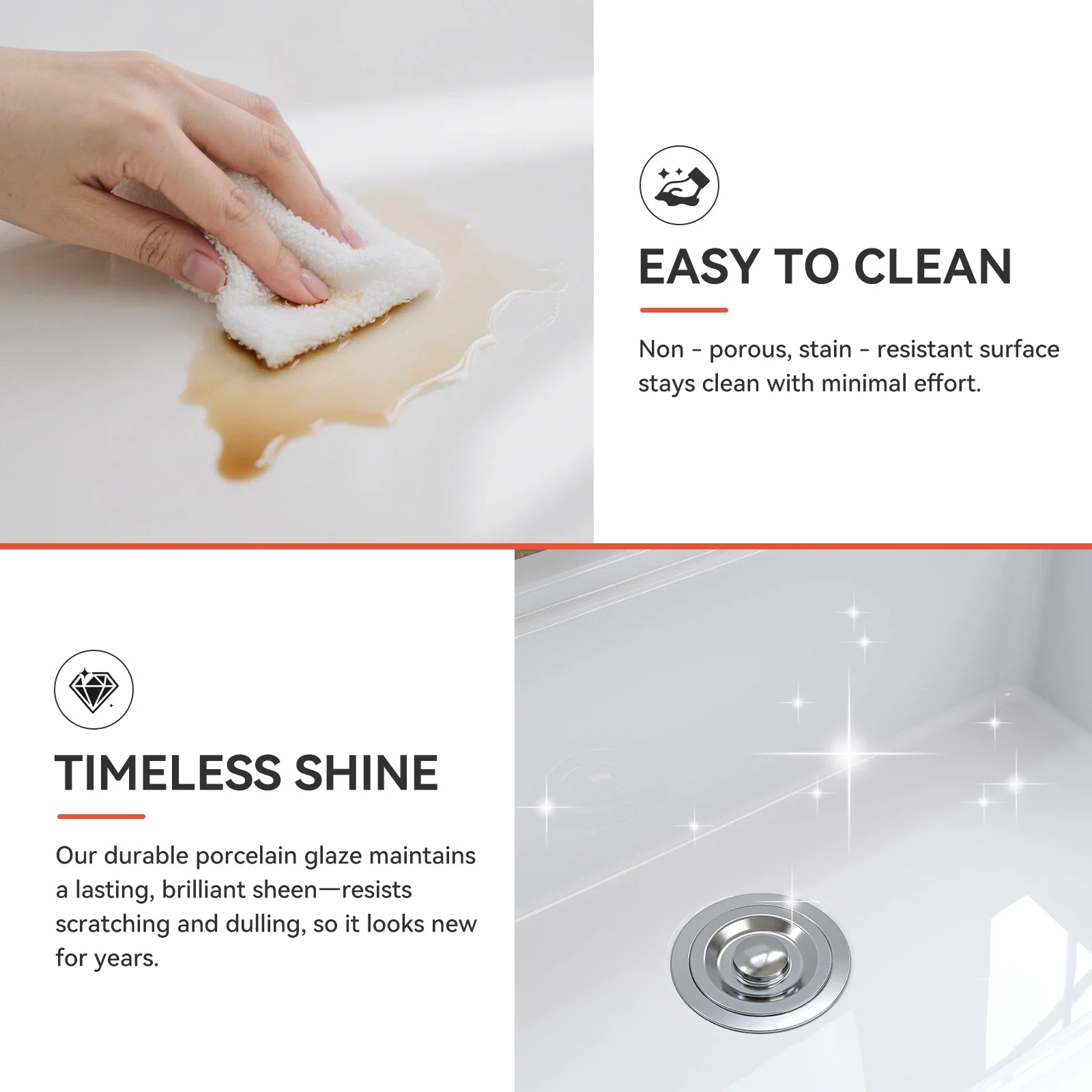 30 Inch Top Mount Kitchen Sink with Drainboard – Creamic Single Bowl - Image 8