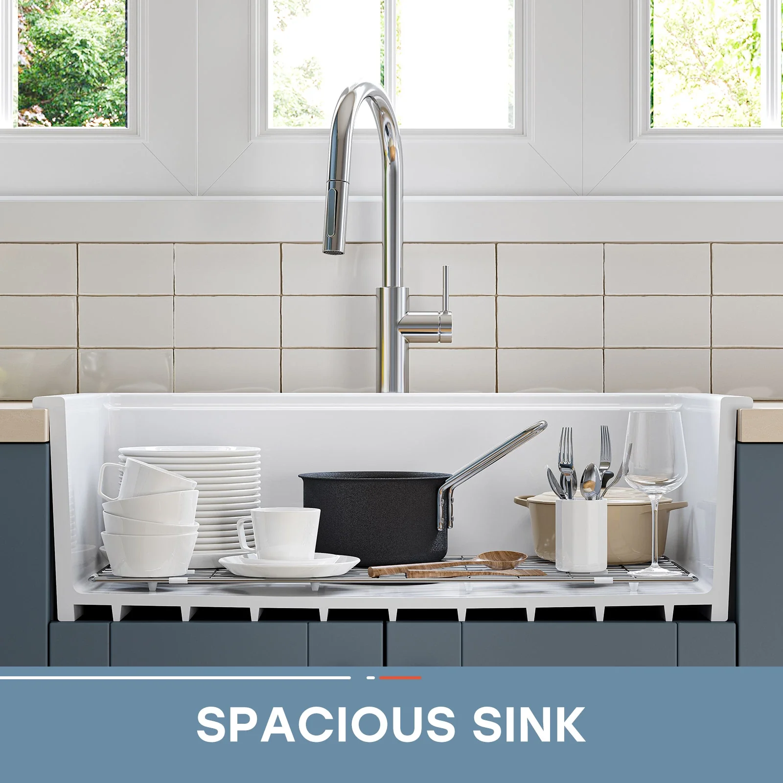 33 Inch Ceramic Overmount Kitchen Sink – Durable & Stylish Design - Image 12