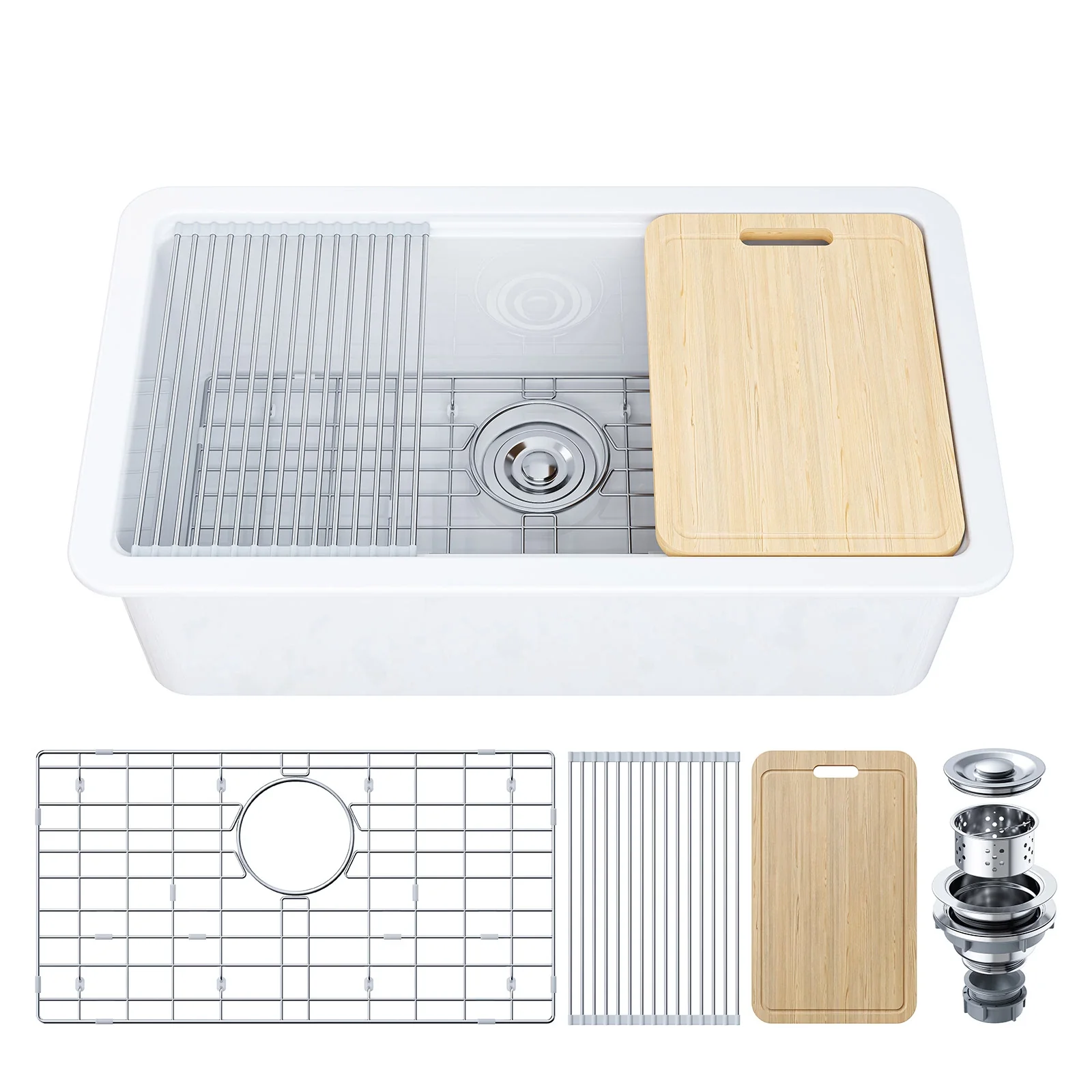 33 Inch Ceramic Overmount Kitchen Sink – Durable & Stylish Design - Image 9