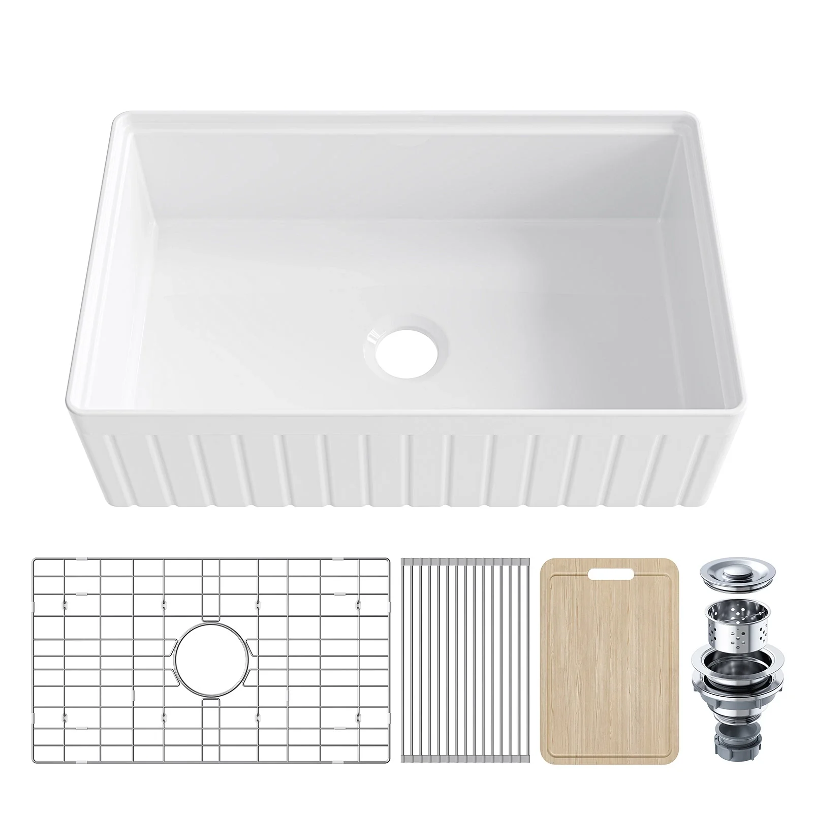 33 Inch Undermount Workstation Kitchen Sink with Grid - Image 7