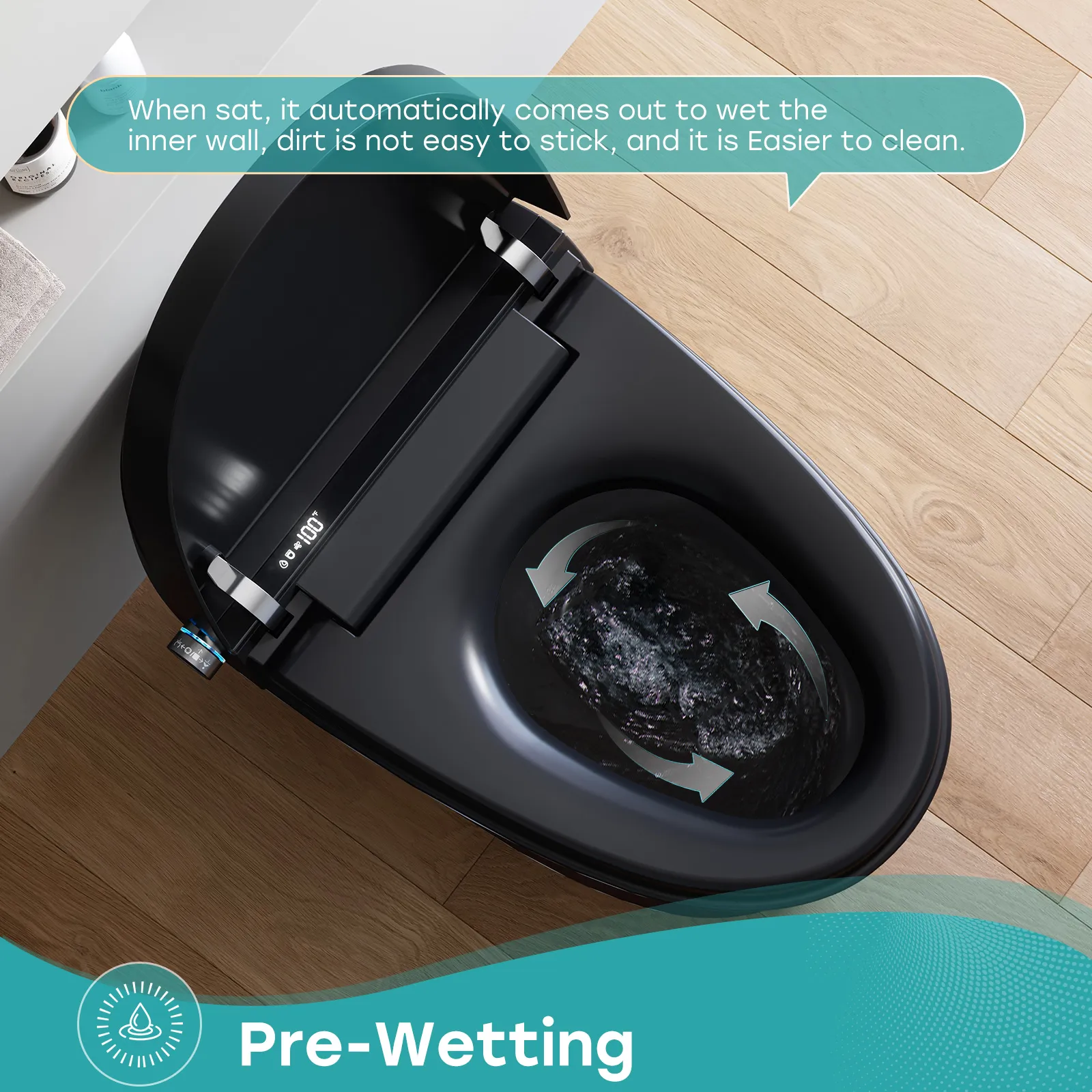 Black Smart Toilet with Bidet Seat For 12 Inch Rough In Model T36 - Image 4