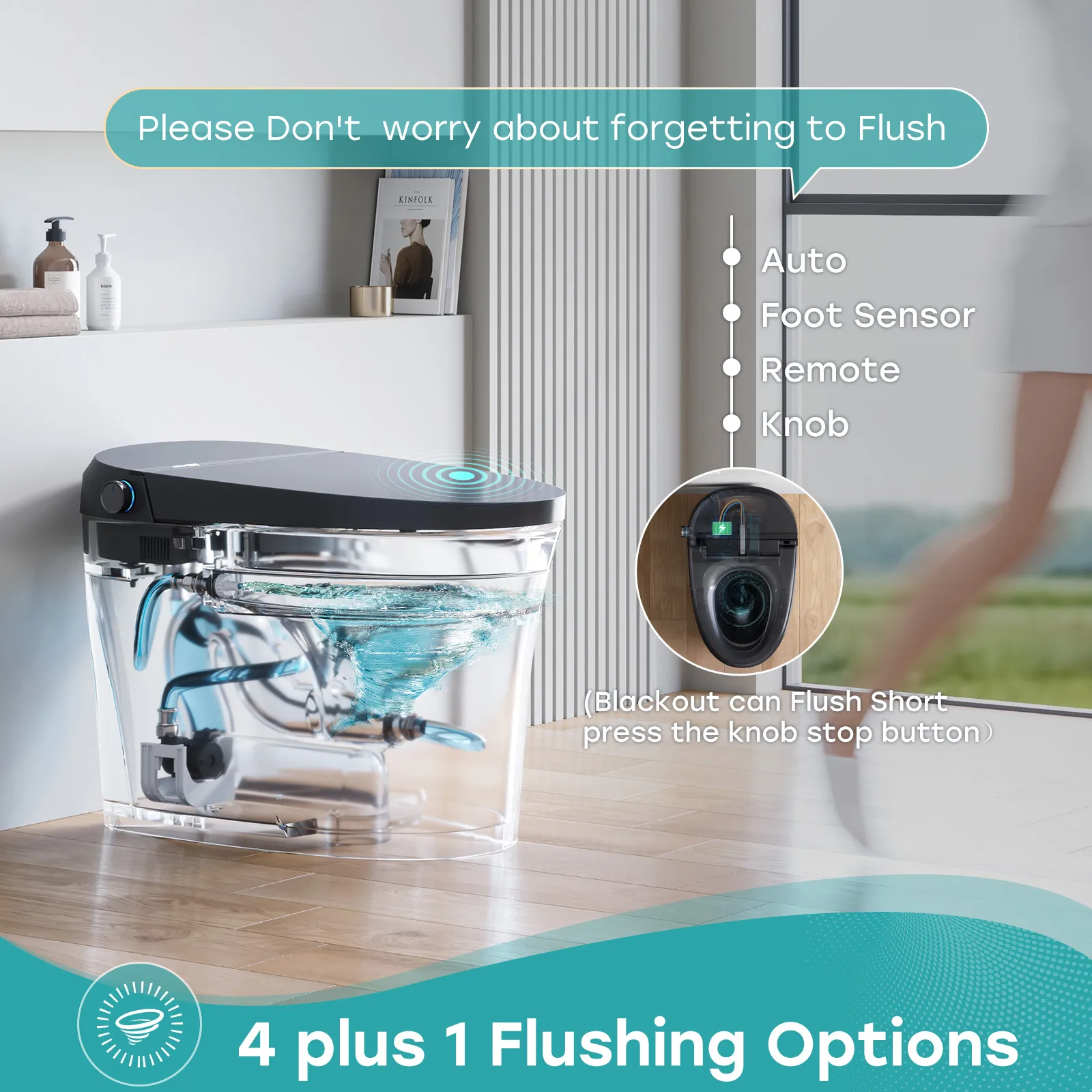 Black Smart Toilet with Bidet Seat For 12 Inch Rough In Model T36 - Image 7