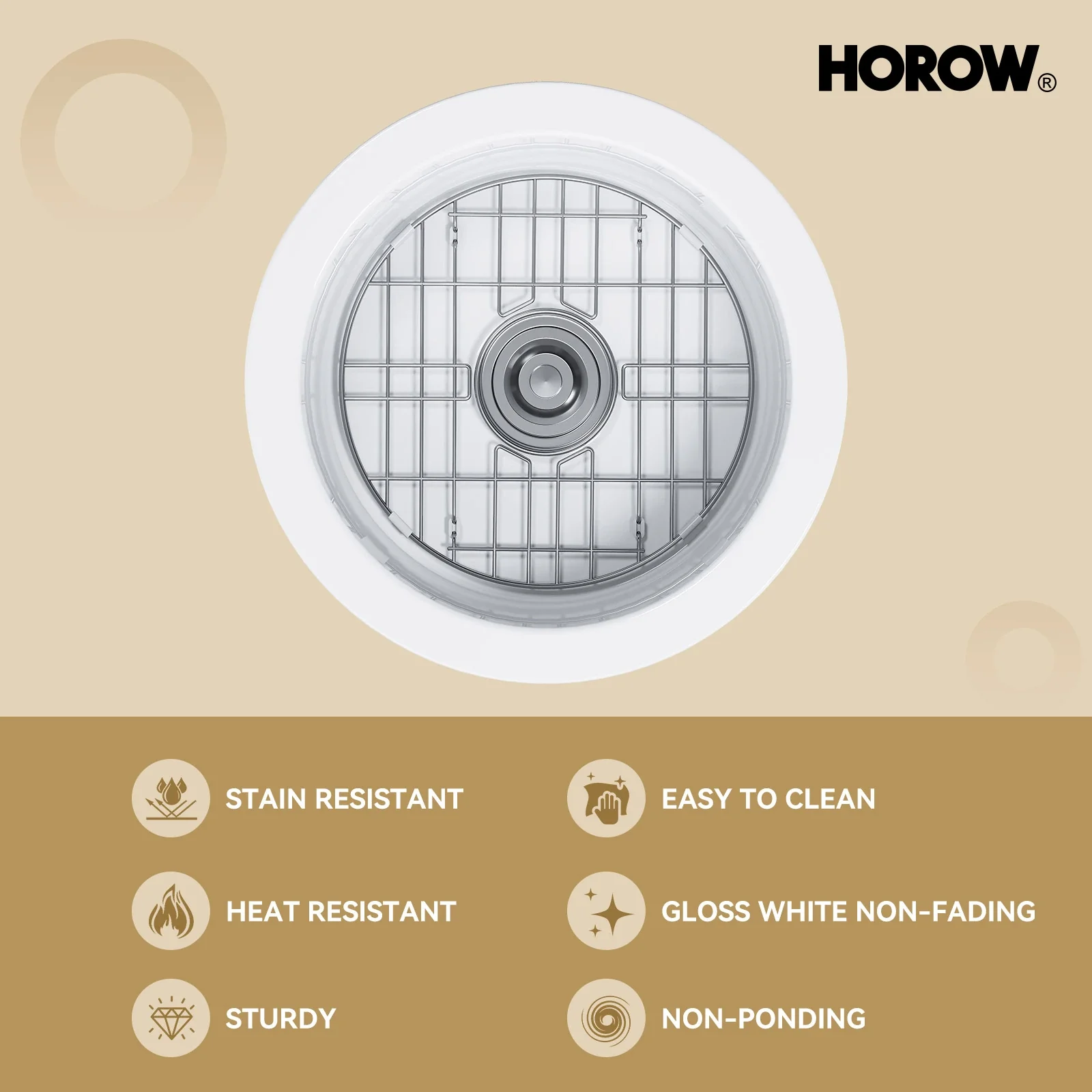 Dual Mount Kitchen Sink of Ceramic and Fireclay Model C1818W - Image 3