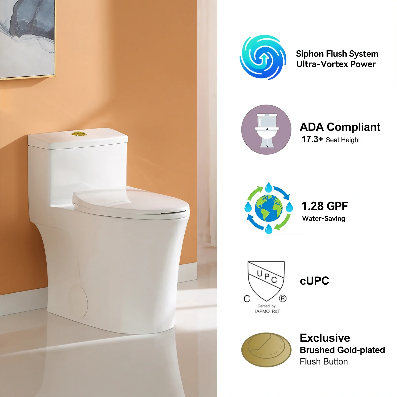 HOROW 10 Inch Rough Toilet Bowl Elongated One Piece Toilet Model T0338W-10 - Image 11