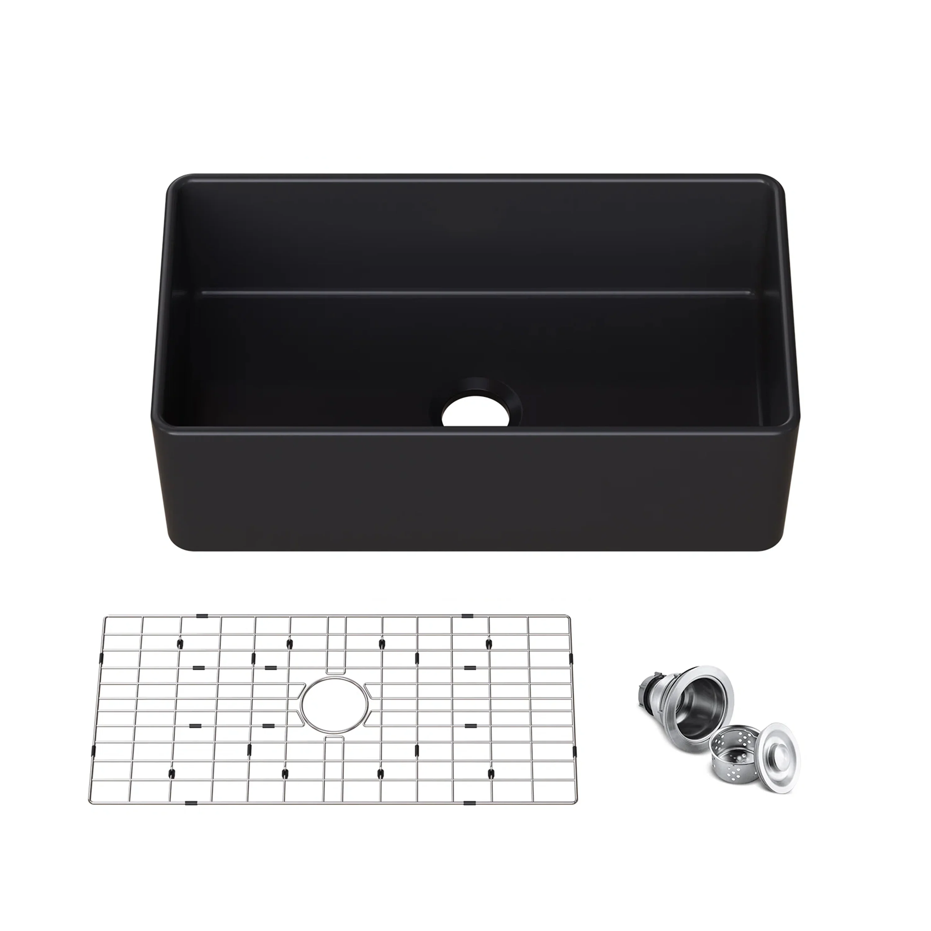HOROW 33 Inch Sink With Grid and Basket Strainer For Farm Kitchen Model HR-S3318B - Image 7