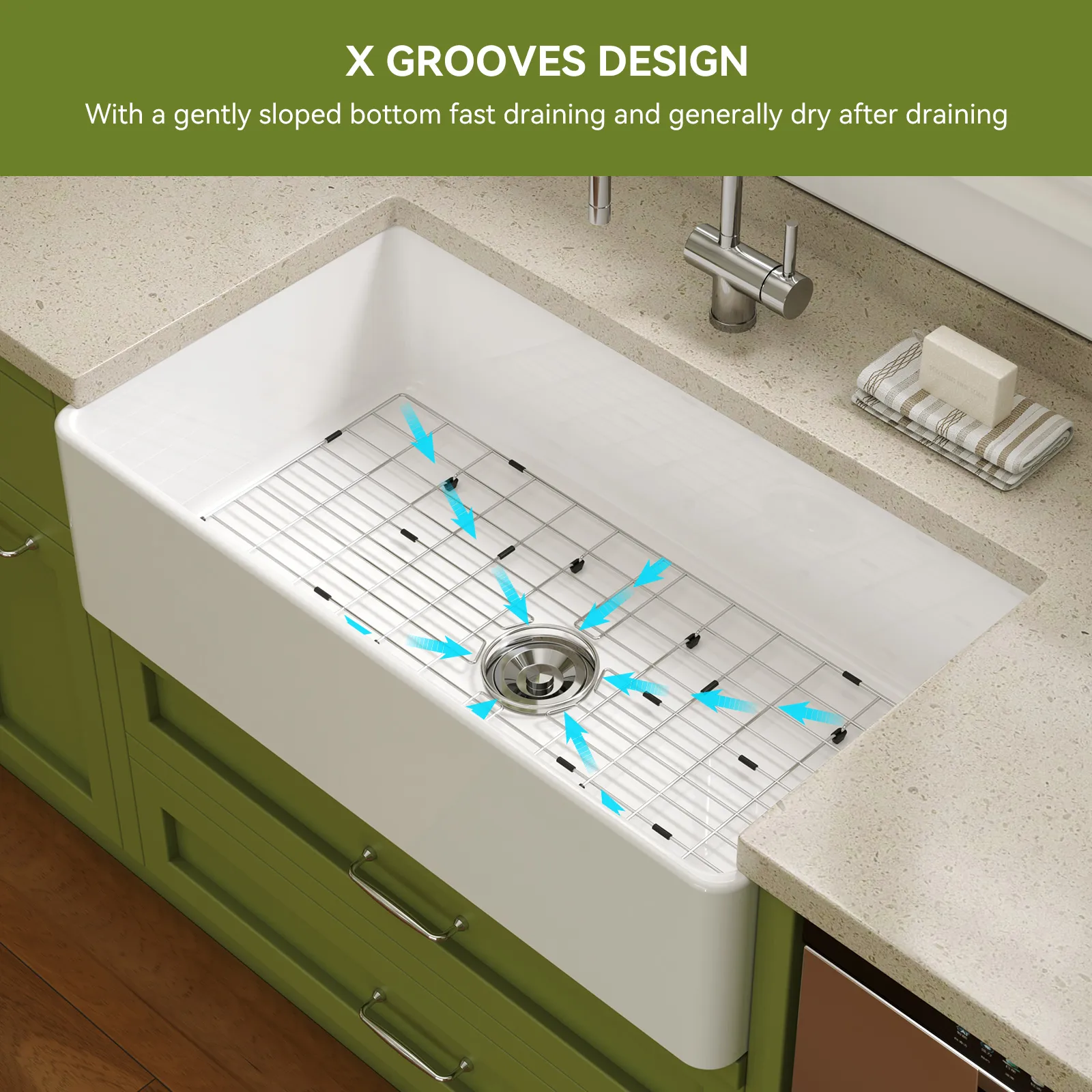 HOROW 36 Inch Kitchen Sink White Undermount Sink Model S3620W - Image 13