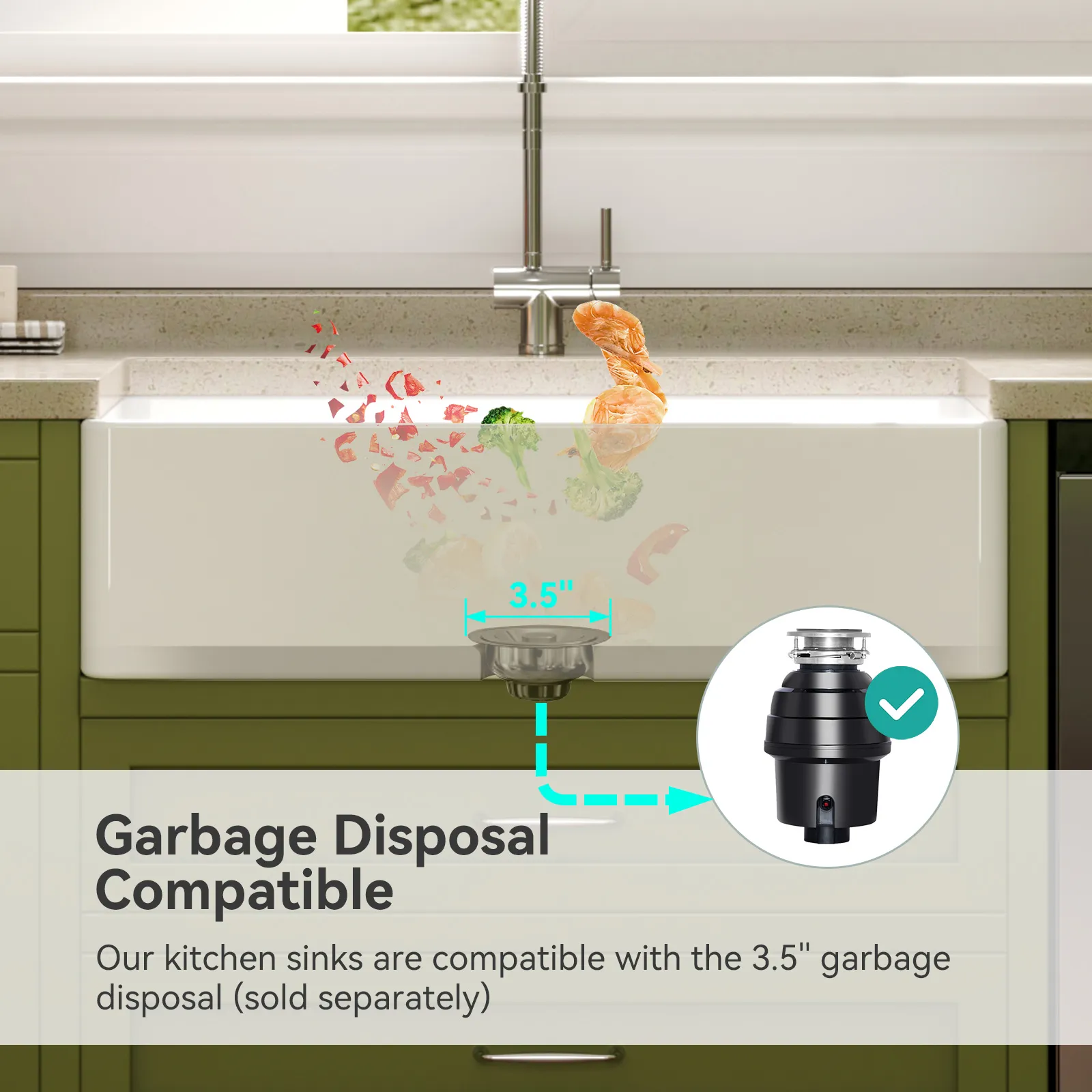 HOROW 36 Inch Kitchen Sink White Undermount Sink Model S3620W - Image 7