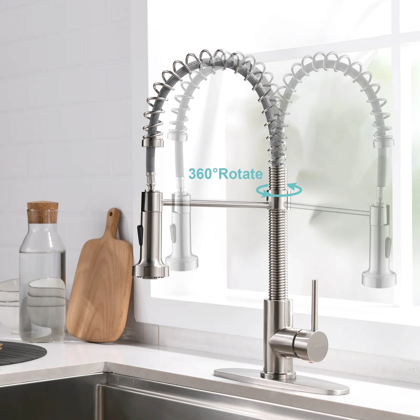 HOROW Best Kitchen Faucet With Pull Down Sprayer Model HR-KF0229B - Image 6