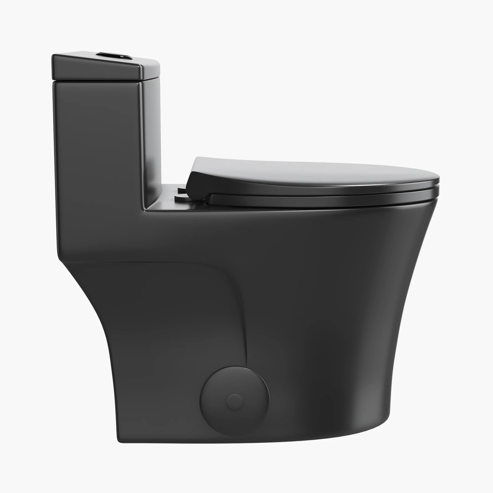 HOROW Black Ceramic Toilet 1.28 GPF Dual Flash Elongated One Piece Toilet Model T0338B - Image 4