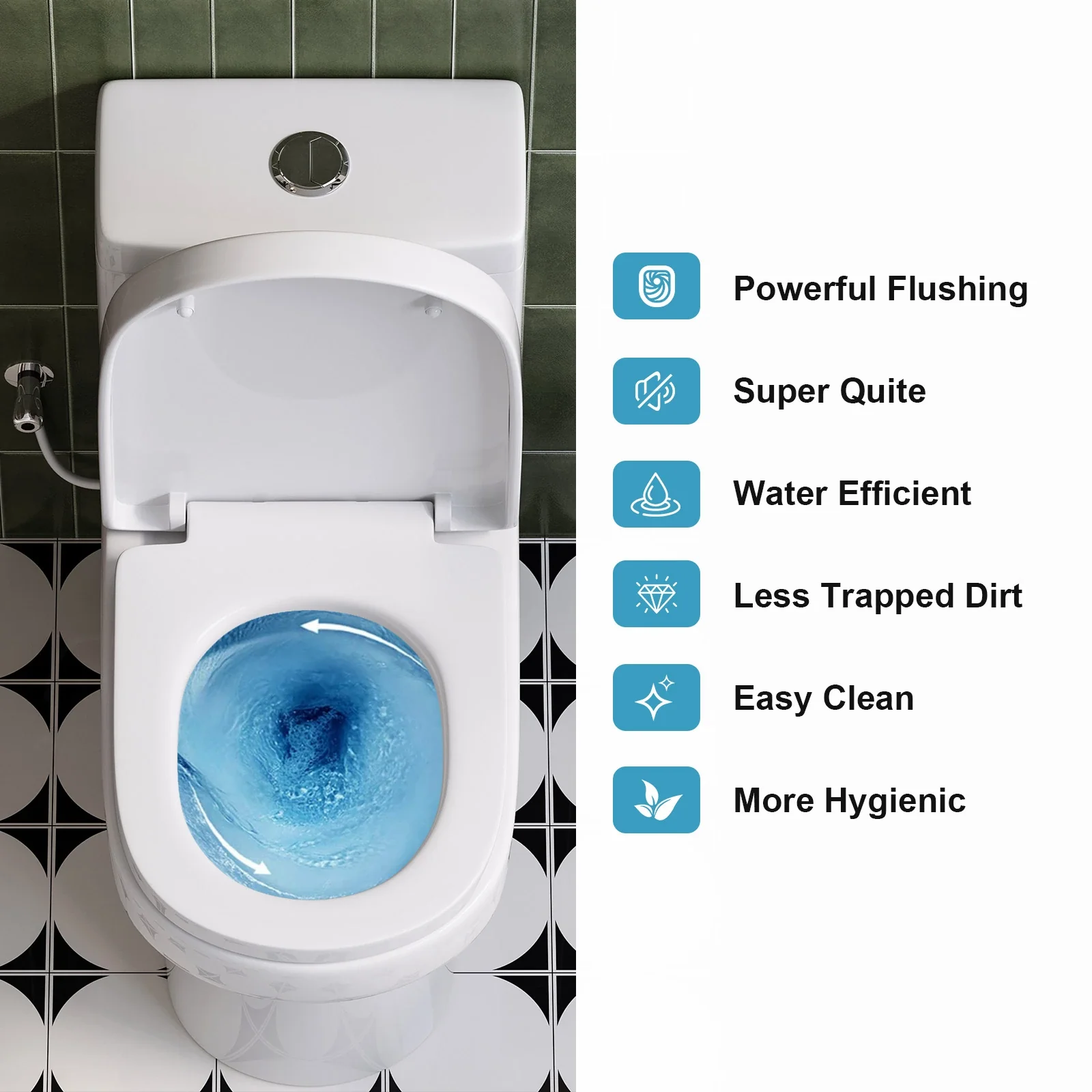 HOROW Compact Toilet For Small Bathroom Dual Flush Toilet Model 8733U - Image 4