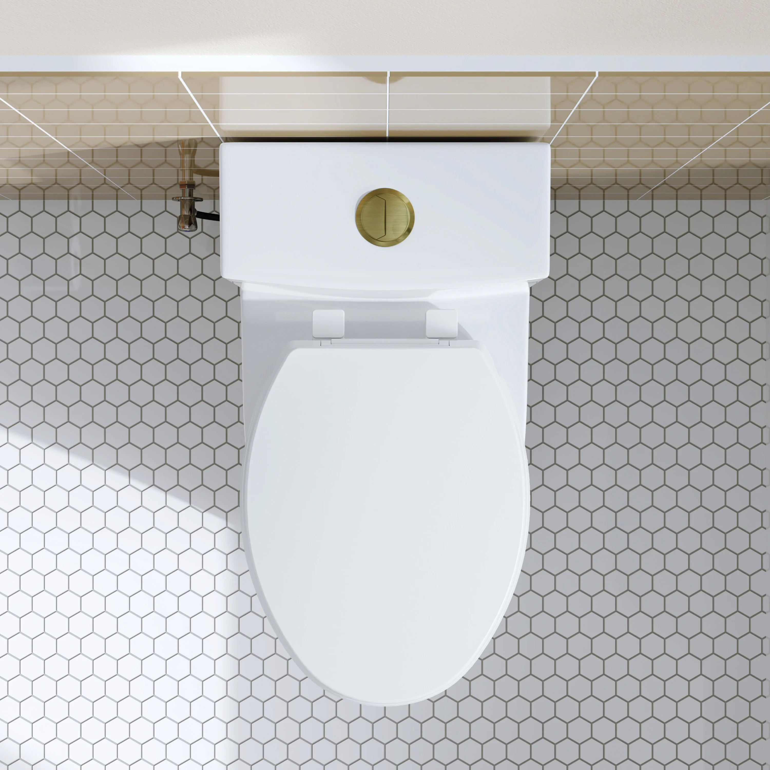 HOROW Elongated Dual Flush One Piece Toilet ADA Floor Mounted Toilet Model T0338W-G - Image 4