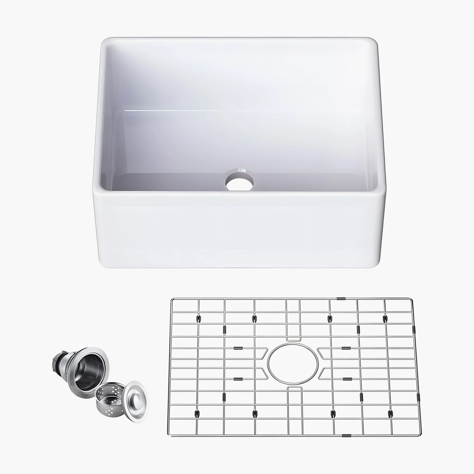 HOROW Fireclay Farmhouse Sink With Deep Single Bowl Model HR-S2418W - Image 3