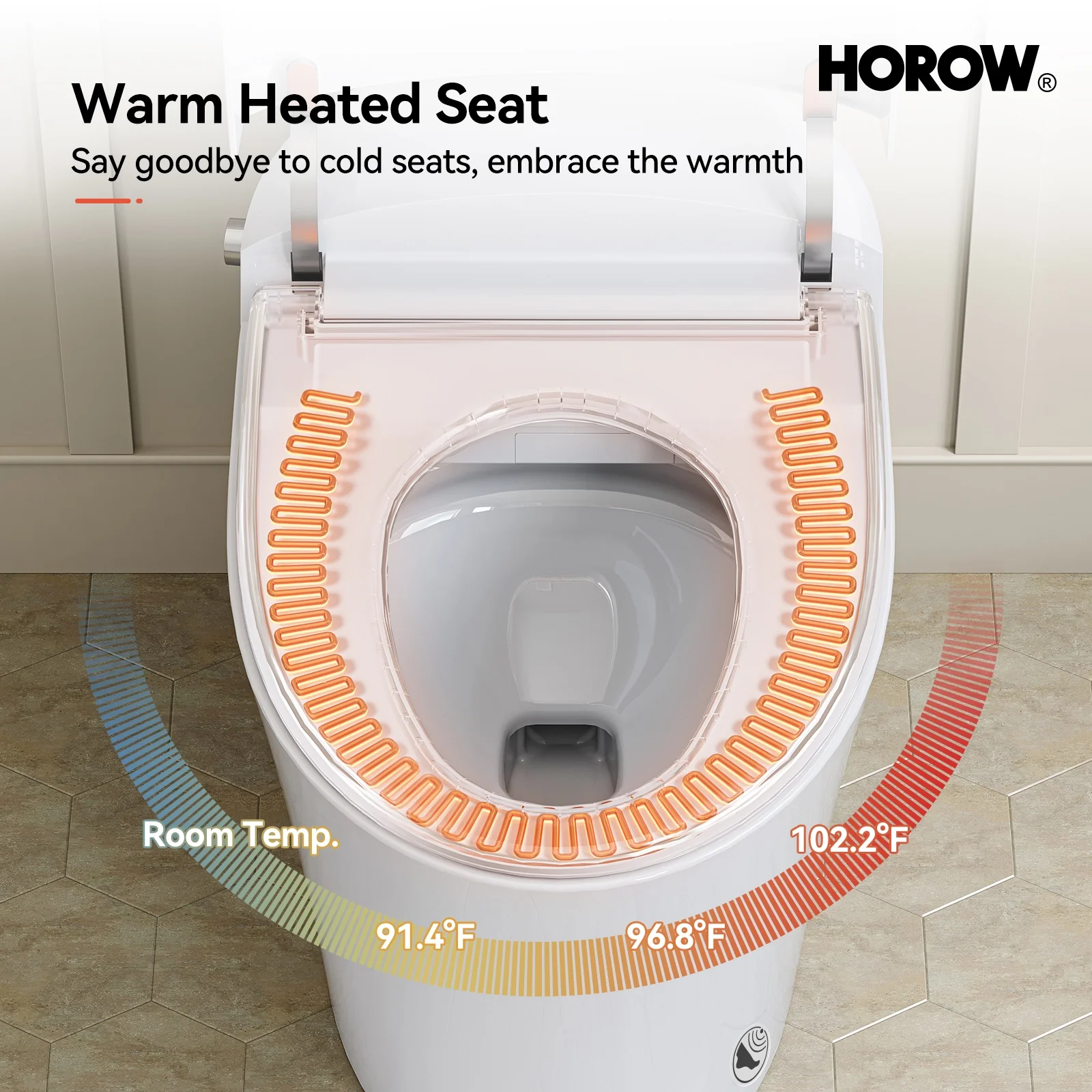 HOROW One Piece Smart Tankless Toilet With Heating Seat Model T10 - Image 3