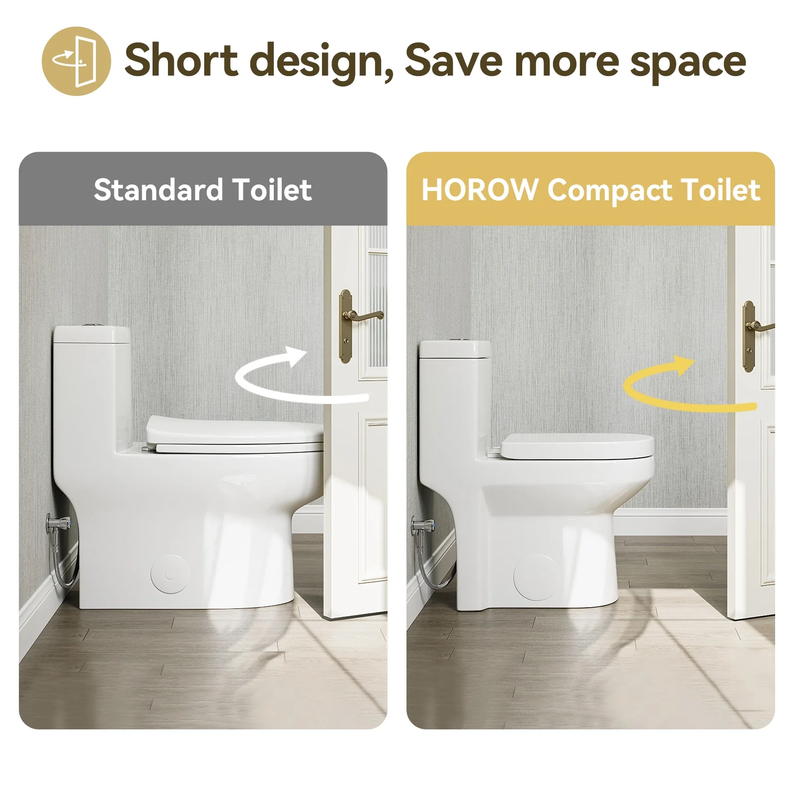 HOROW Small Toilet 1.28 GPF 10 Inch Rough In Toilet Model 8733-10 - Image 10