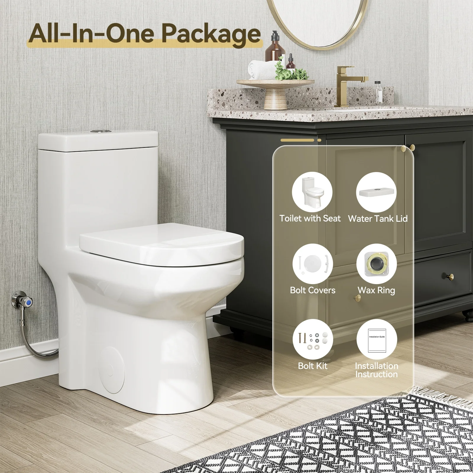 HOROW Small Toilet 1.28 GPF 10 Inch Rough In Toilet Model 8733-10 - Image 16