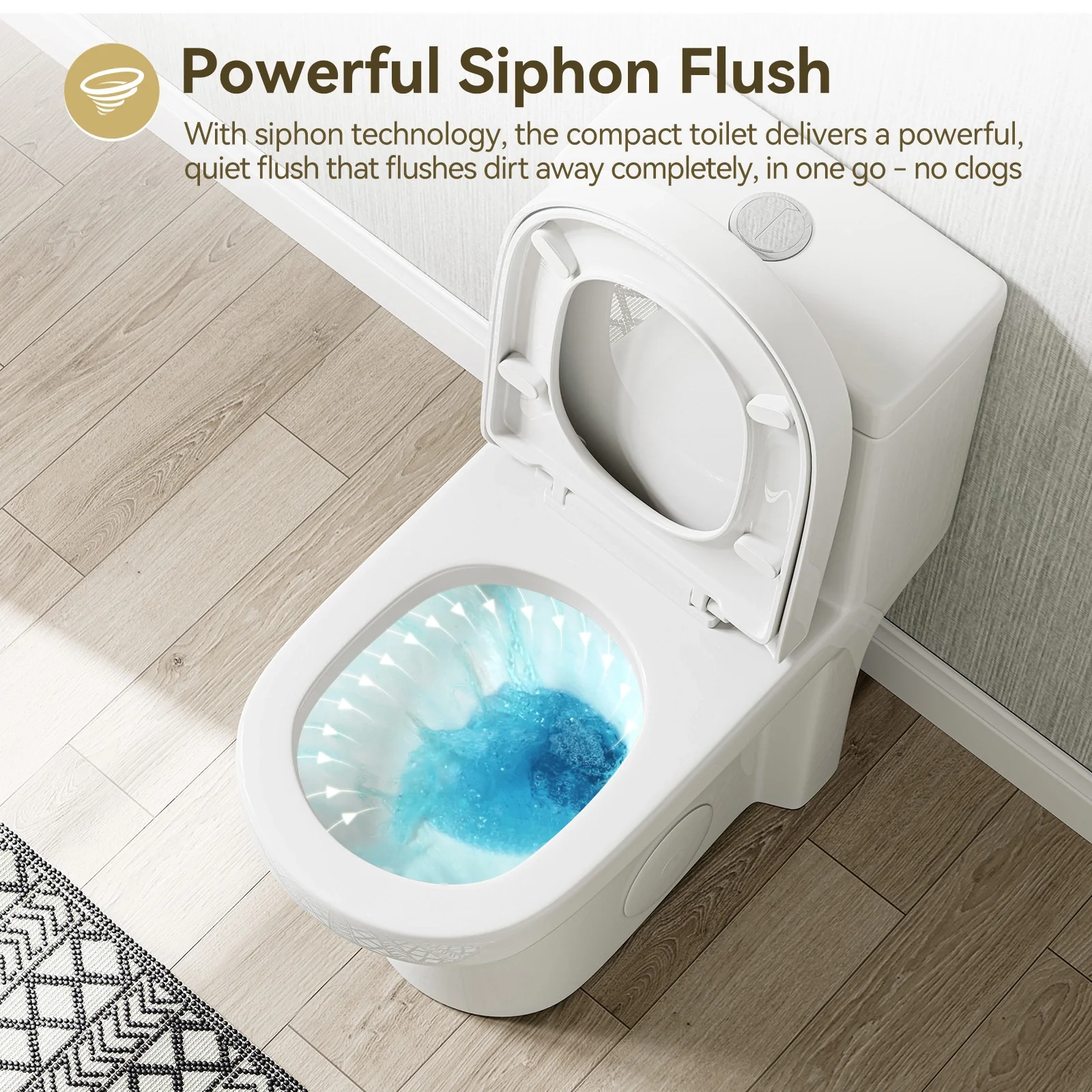 HOROW Small Toilet 1.28 GPF 10 Inch Rough In Toilet Model 8733-10 - Image 5