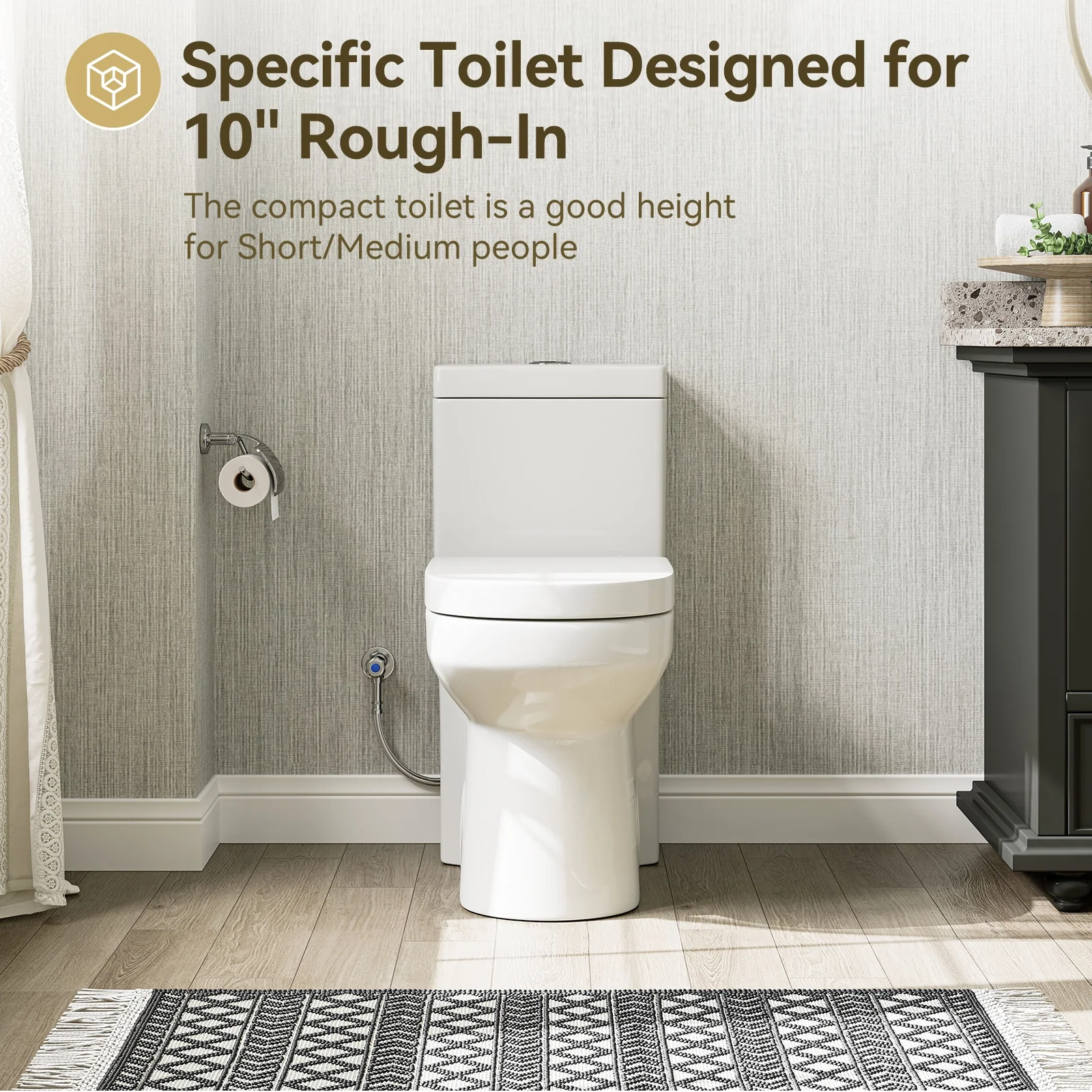 HOROW Small Toilet 1.28 GPF 10 Inch Rough In Toilet Model 8733-10 - Image 9