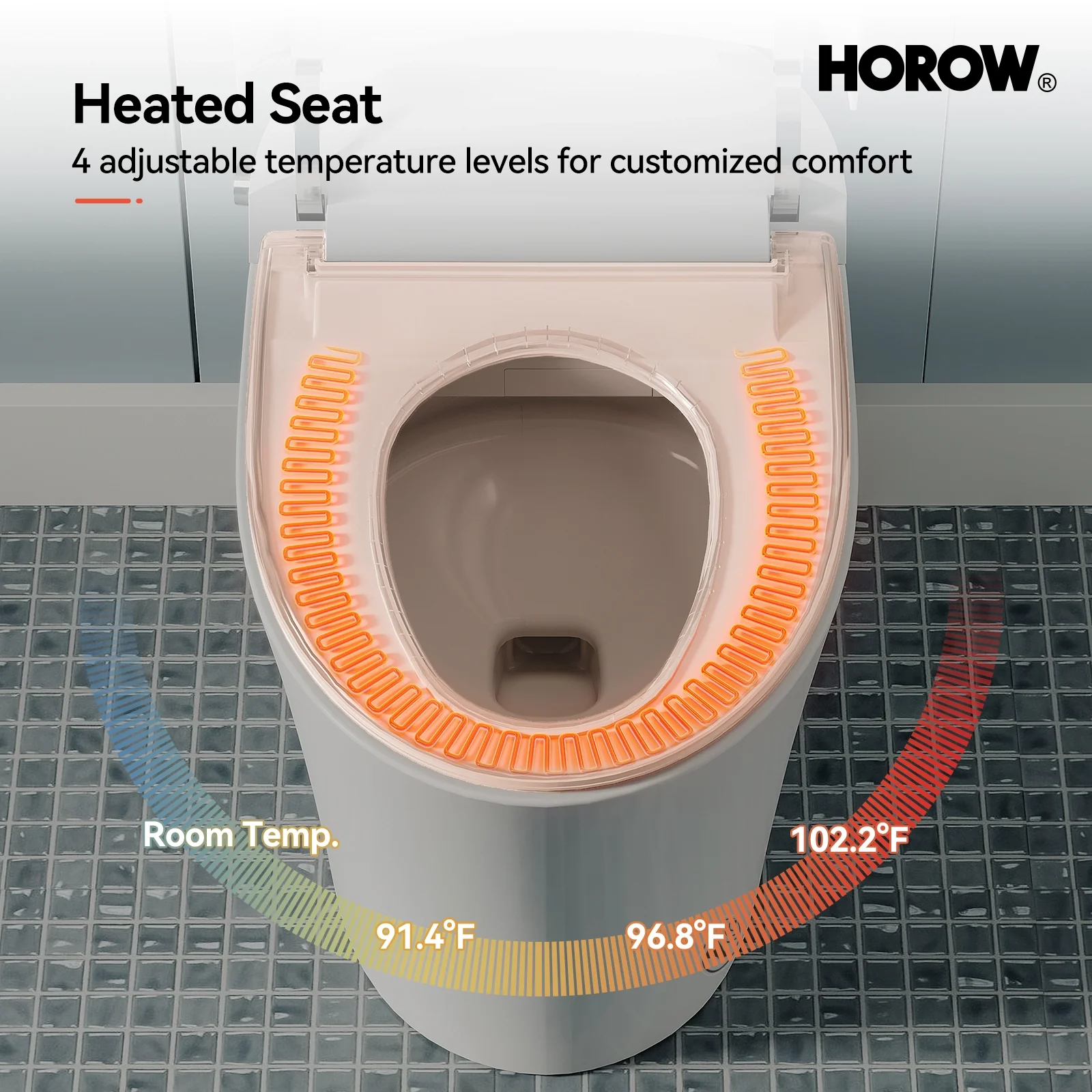 HOROW Smart Toilet With Heated Bidet Dual Flush Toilet Model T16 - Image 5