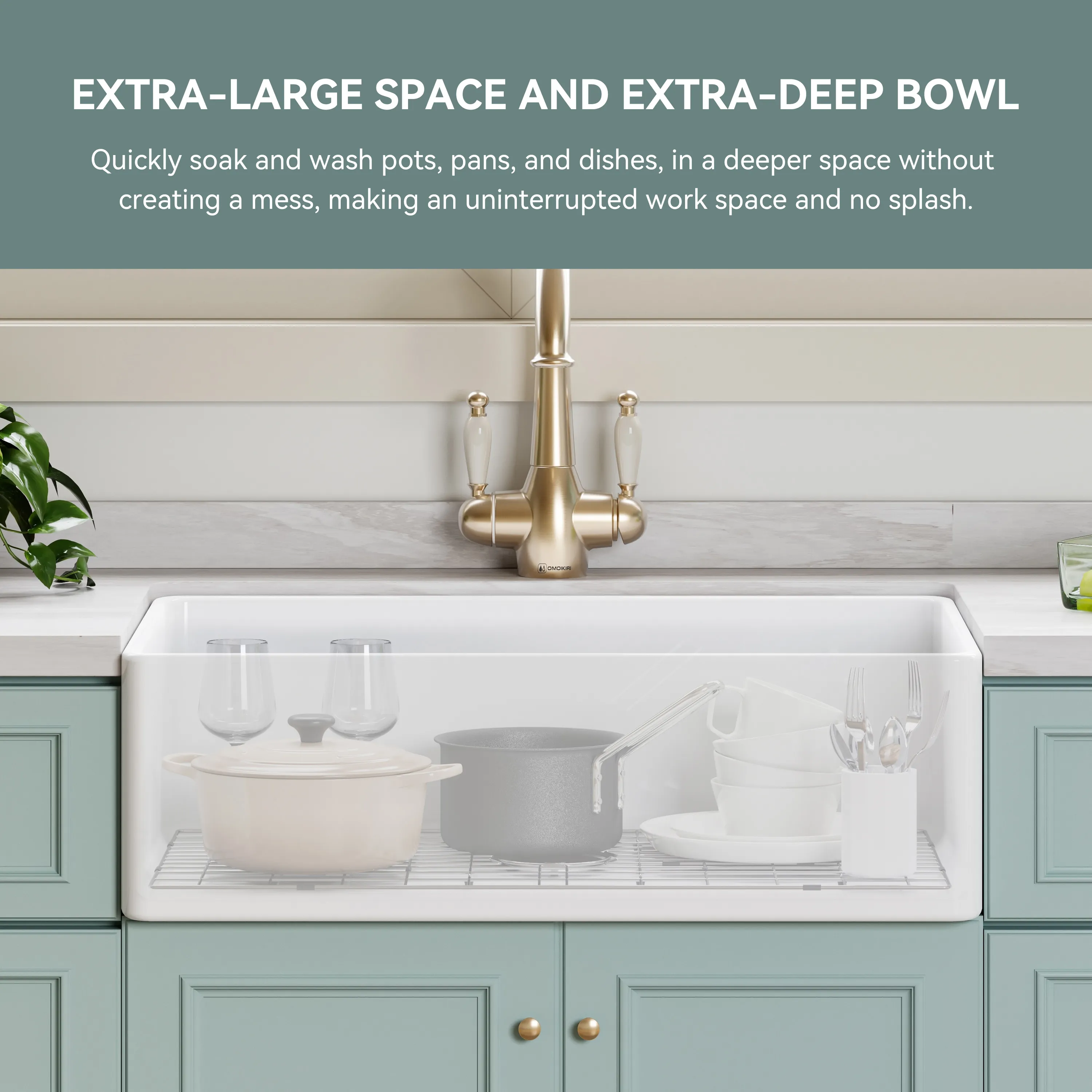 HOROW White Undermount Kitchen Sink 33 Inch Sink Model S3320W - Image 6