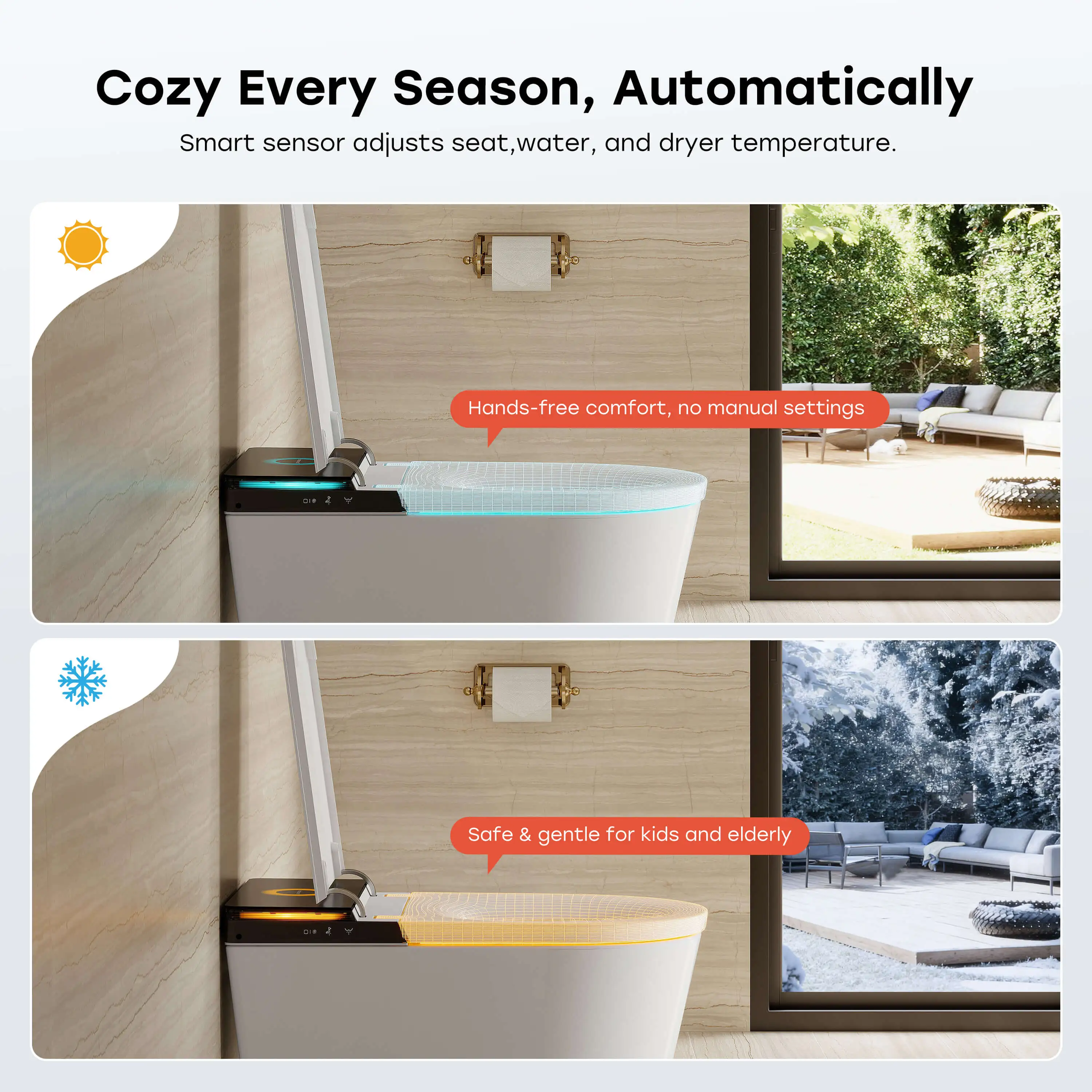 HOROW X70 Smart Toilet with Built-In Tank and Pump – Powerful Flush, Modern Comfort - Image 12