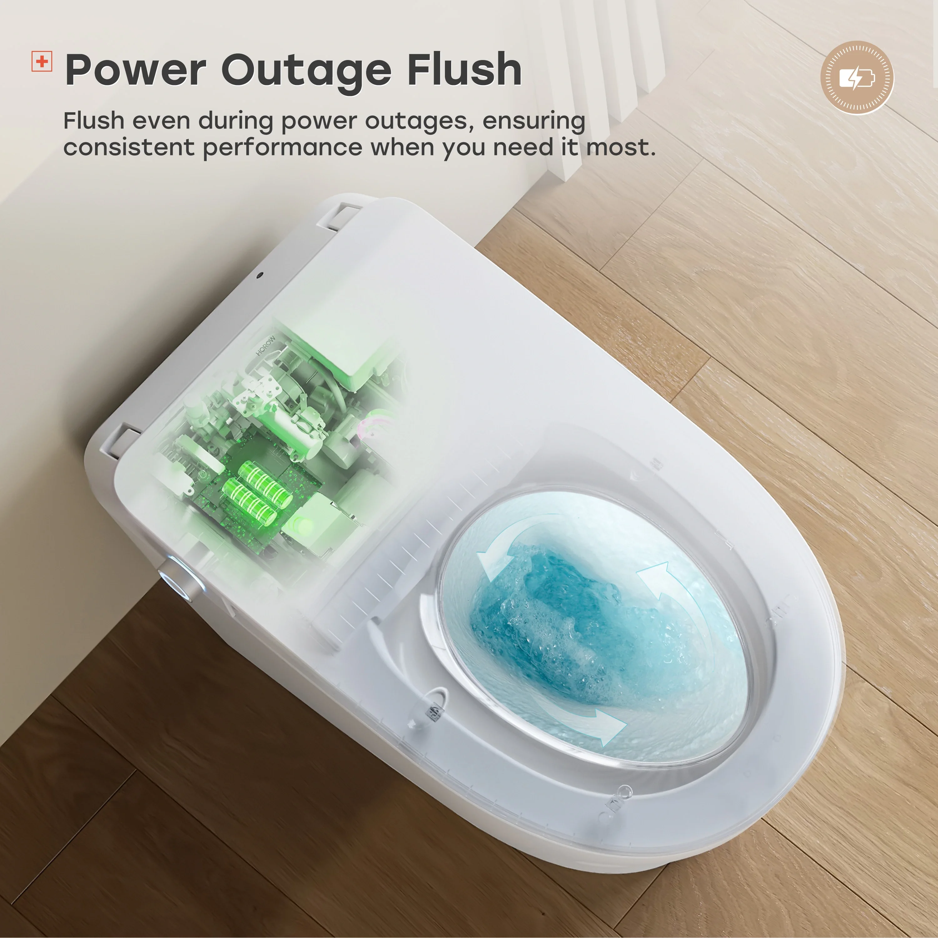 Smart Toilet with All Cover Lid and Power Outage Flush Model T32 - Image 6